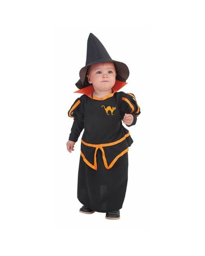 Costume Neonata Strega Carol Nero 0-12 Mesi - Set 3 Pezzi Halloween
