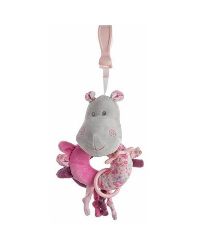 Sonaglio Ippopotamo Rosa Activity 20cm - Peluche Sensoriale Neonati
