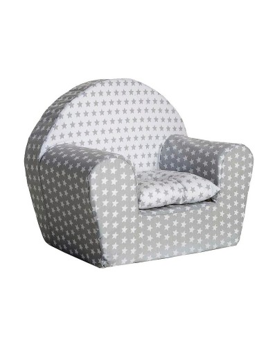 Fauteuil Enfant Gris Étoiles - Confortable et Doux - Décoration Chambre d'Enfant
