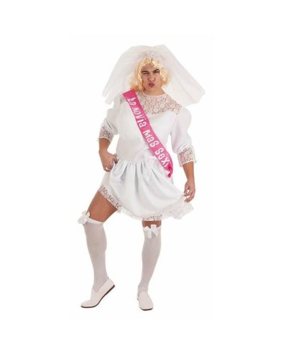 Adult Costume Wedding Dress Size L - Complete 4-Piece Outfit
