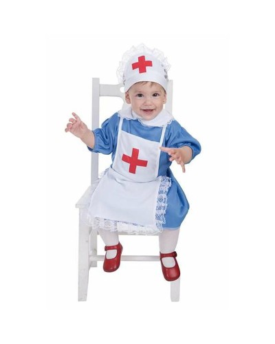 Costume Neonato Infermiera 18 Mesi - 3 Pezzi - Travestimento Bimbo/a 
