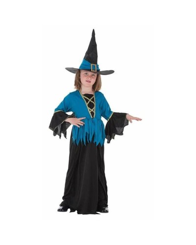 Blaues Hexenkostüm Mädchen 7-9 Jahre - Halloween Kleid 2-tlg.
