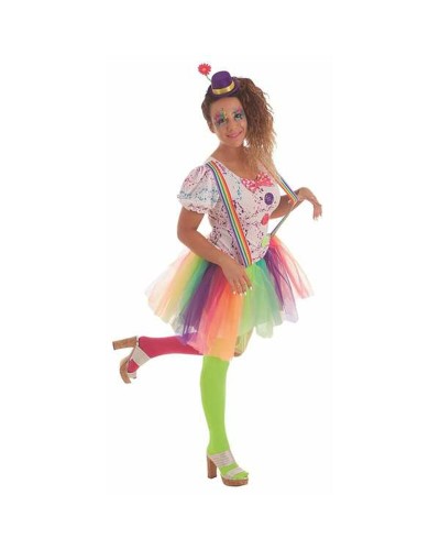 Women's Rainbow Clown Costume M/L - 2 Pcs. Adult Clown Dress
