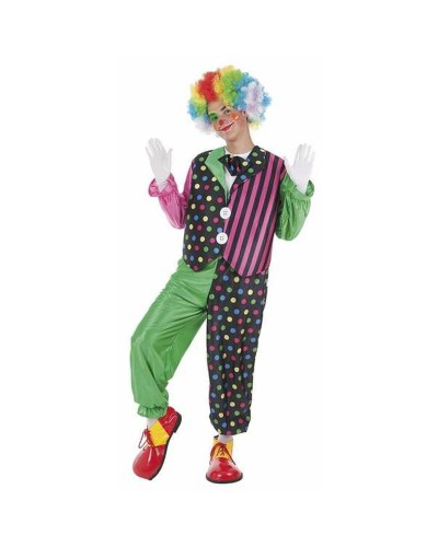 Adult Clown Costume Multicolor Stripes M/L - Halloween Carnival Party Fancy Dress
