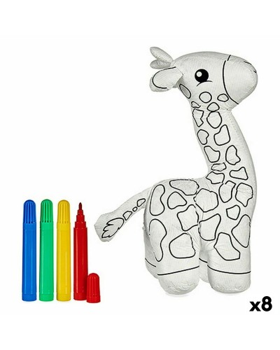 Plüschgiraffe zum Ausmalen - Schwarz Weiß 23cm - Set mit 8 Stück
