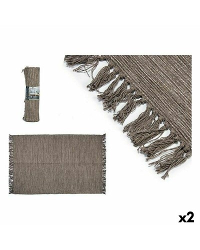 Tappeto Marrone Rettangolare 120x80x1 cm (Set da 2) per Soggiorno, Camera da Letto