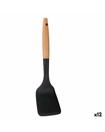 Espátula de Cocina de Madera | Mango Largo 34 cm | Agarre Ergonómico | Juego de 12
