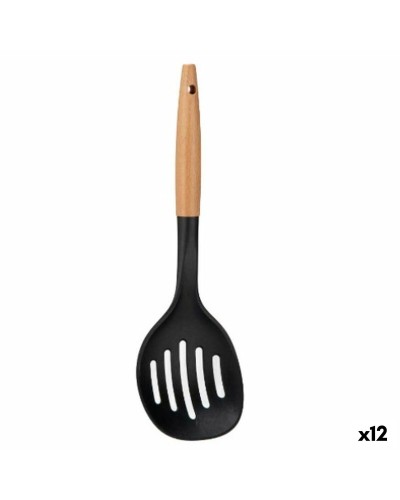 Schuimspaan Zwart Natuurlijk Hout 11 x 35 x 4 cm (12 Stuks)