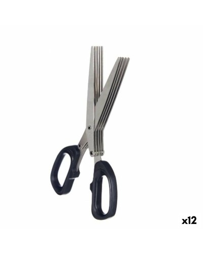 Sakset Musta Hopeinen Metalli 7 x 18,5 x 1,7 cm (12 osaa)