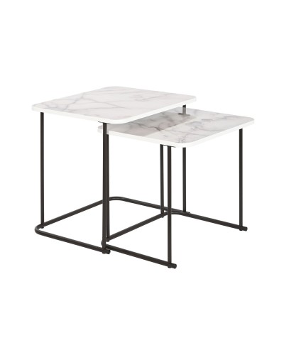 Set of 2 tables DKD Home Decor Valkoinen Musta 51 x 43 x 49 cm