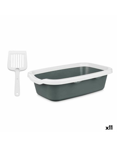 Kissan hiekkalaatikko Valkoinen Antrasiitinharmaa Muovinen 25 x 11 x 2 cm (11 Osaa)