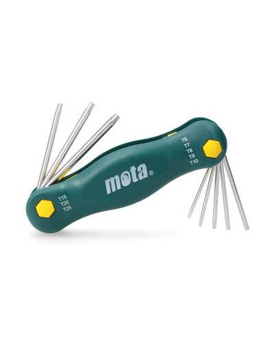 Mota LR81 Juego de Llaves Torx Plegables, T6-T25 para Mantenimiento y Reparaciones
