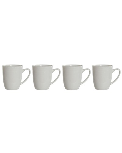 Set van 4 mokken DKD Home Decor Wit Porselein 330 ml 12 x 10 x 9 cm