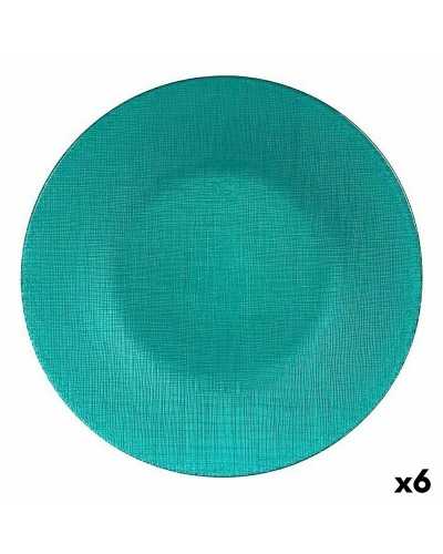 Assiette à déjeuner en verre turquoise, 27,5x2x27,5 cm, lot de 6
