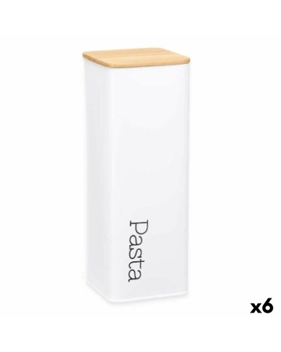 Barattoli in Metallo per Pasta Bianco, 8 x 26,5 x 8 cm, Set da 6