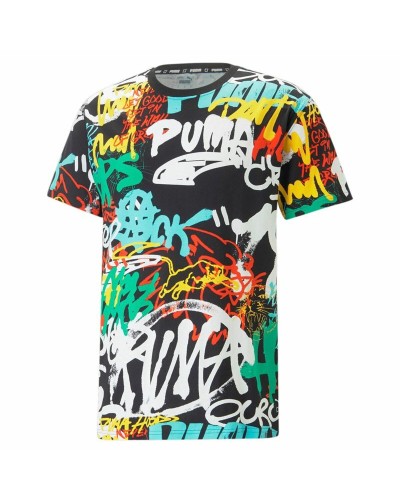 Puma Herren T-Shirt Graffiti Schwarz - Kurzarm Baumwolle Sport
