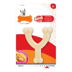 Nylabone Wishbone Größe S: Kauspielzeug für Hunde aus Nylon mit Hühnchengeschmack, unzerstörbar
