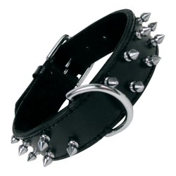 Schwarzes Hundehalsband "Gloria" mit Spikes, 50 cm
