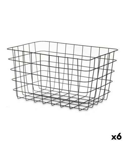 Cesta Multiusos Negra de Metal (38,5 x 20,5 x 28 cm) - Paquete de 6
