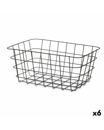 Black Rectangular Metal Basket (30.3 x 14 x 22.5 cm) for Multiple Use (Set of 6)
